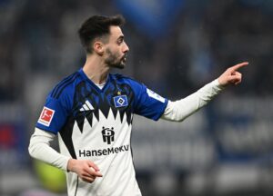 Fabio Vieira of Hamburger SV reacts during the Bundesliga match between Hamburger SV and 1. FC Köln at Volksparkstadion on March 14, 2026 in Hamburg, Germany. (Photo by Stuart Franklin/Getty Images)