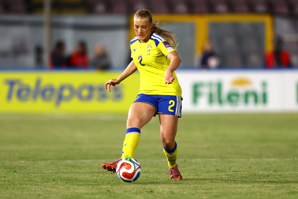 REGGIO CALABRIA, ITALY - MARCH 03: Smilla Homberg of Sweden during the 2027 FIFA Women's World Cup Qualifier match between Italy and Sweden at Stadio Oreste Granillo on March 03, 2026 in Reggio Calabria, Italy. (Photo by Maurizio Lagana/Getty Images)