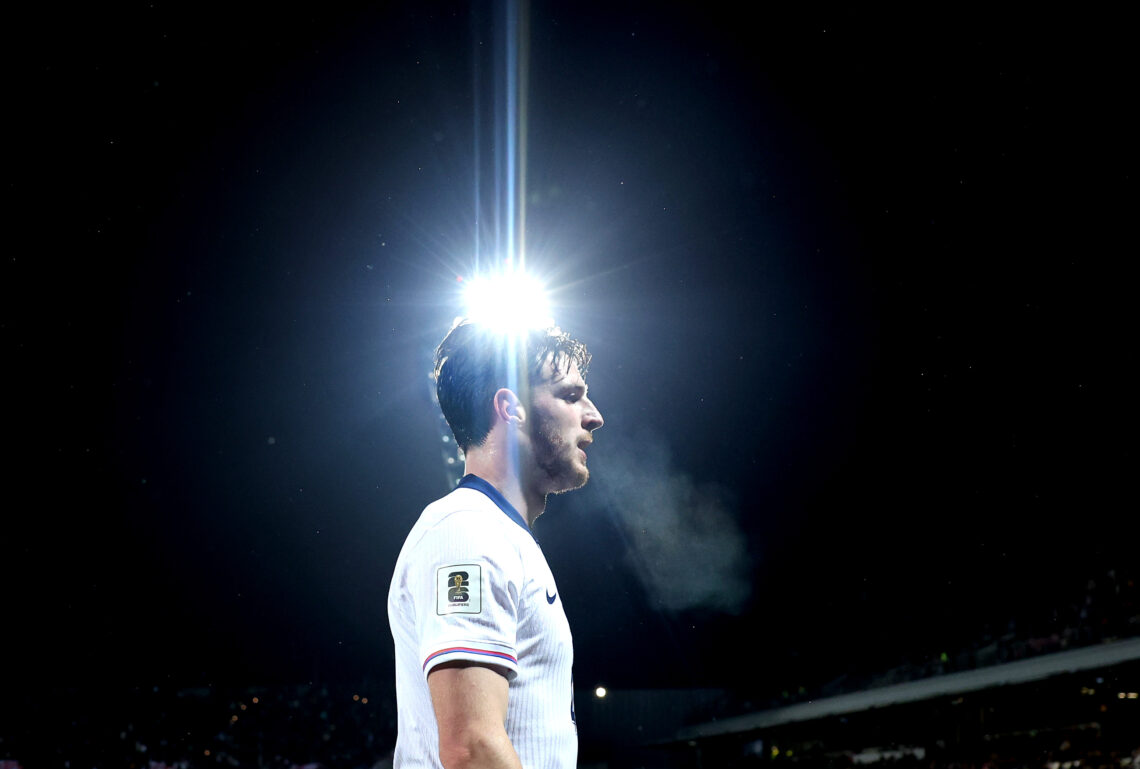 RIGA, LATVIA - OCTOBER 14: Declan Rice of England during the FIFA World Cup 2026 qualifier match between Latvia and England at on October 14, 2025 ...