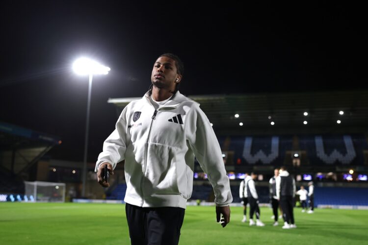 Sam Amissah of Fulham during the Carabao Cup Fourth Round match between Wycombe Wanderers and Fulham at Adams Park on October 28, 2025 in High Wyco...