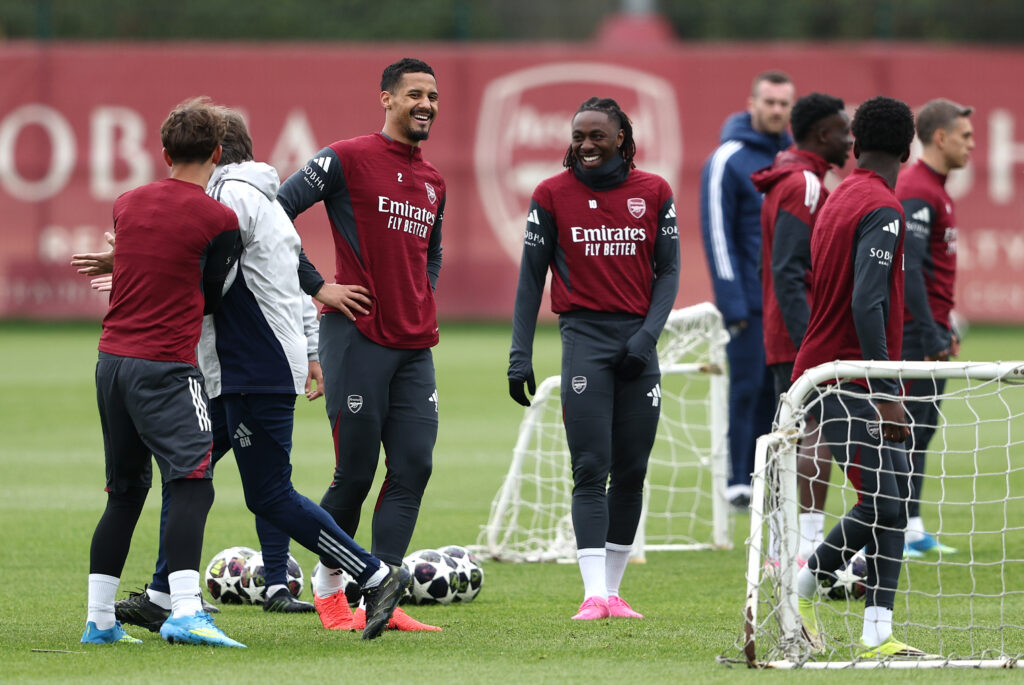 Ebere Eze in Arsenal training after his injury scare