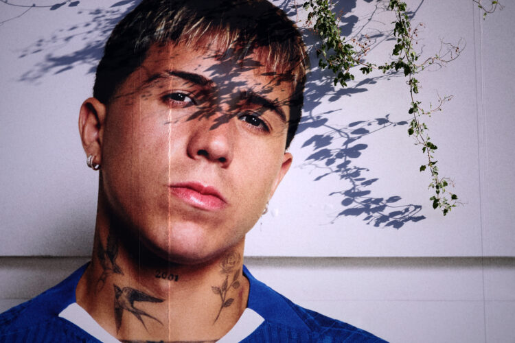 LONDON, ENGLAND - NOVEMBER 30: A picture of Enzo Fernandez of Chelsea is seen outside the stadium prior to the Premier League match between Chelsea...