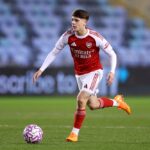 Theo Julienne of Arsenal runs with the ball during the FA Youth Cup Fourth Round match between Manchester City and Arsenal at Joie Stadium on January 16, 2026 in Manchester, England. (Photo by Lewis Storey/Getty Images)