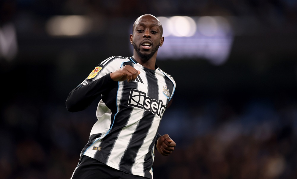Yoane Wissa of Newcastle United of Newcastle United during the Carabao Cup Semi Final Second Leg match between Manchester City and Newcastle United at Etihad Stadium on February 04, 2026 in Manchester, England. (Photo by Carl Recine/Getty Images)