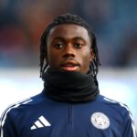 Jeremy Monga of Leicester City looks on as he warms up prior to the Sky Bet Championship match between Queens Park Rangers and Leicester City at Loftus Road on December 20, 2025 in London, England. (Photo by Cameron Howard/Getty Images)