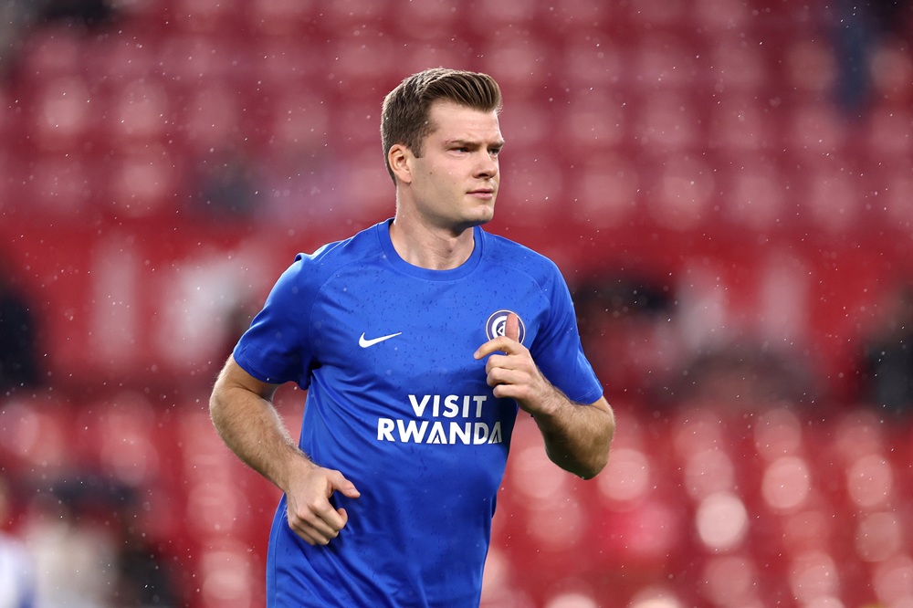Alexander Sorloth of Atletico de Madrid warms up prior to the LaLiga EA Sports match between Sevilla FC and Atletico de Madrid at Estadio Ramon Sanchez Pizjuan on April 11, 2026 in Seville, Spain. (Photo by Fran Santiago/Getty Images)