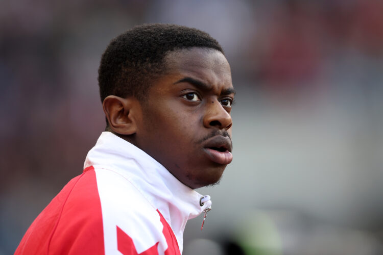 Close‑up of Sunderland youngster Noah Sidike on the touchline, with the winger linked with a summer transfer move to Arsenal