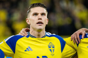 SOLNA, SWEDEN - MARCH 31: Viktor Gyokeres of Sweden during the FIFA World Cup 2026 European Qualifiers KO play-offs match between Sweden and Poland at Strawberry Arena on March 31, 2026 in Solna, Sweden. (Photo by Michael Campanella/Getty Images)