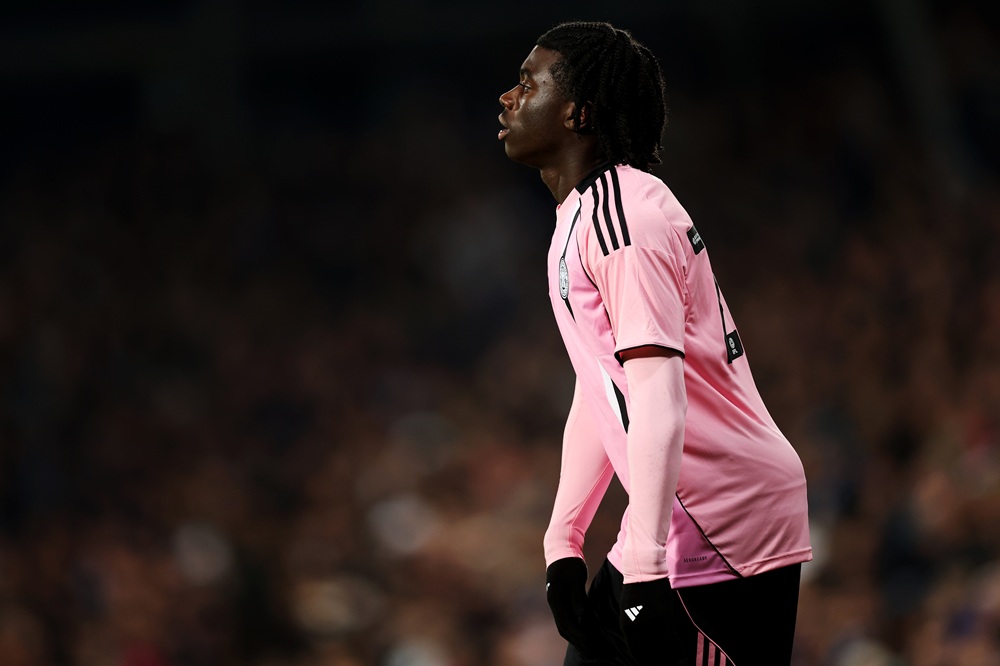 Jeremy Monga of Leicester City in action during the Sky Bet Championship match between West Bromwich Albion and Leicester City at The Hawthorns on September 26, 2025 in West Bromwich, England. (Photo by Jack Thomas/Getty Images)
