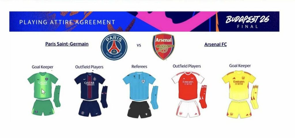 Confirmed: Arsenal & PSG kits for Champions League final 3 707545316 1295246702778775 2338742922187694438 n