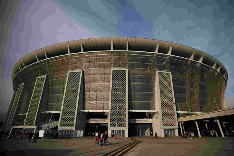 General view outside the stadium prior to the UEFA Nations League 2024/25 League A/B Play-offs Second Leg match between Hungary and Türkiye at Pusk...