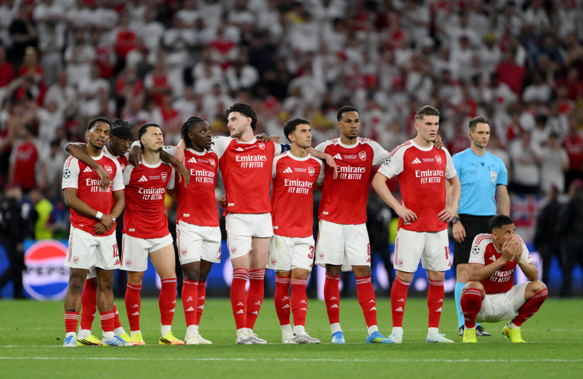 Eze doesn't regret penalty miss & happy to take another 1 Jurrien Timber, Noni Madueke, Gabriel Martinelli, Eberechi Eze, Declan Rice, Martin Zubimendi, Gabriel, Viktor Gyokeres and William Saliba of Arsen...