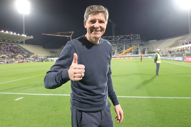 Oliver Glasner, Manager of Crystal Palace FC, celebrates the victory after during the UEFA Conference League 2025/26 Quarter-Final Leg Two match be...