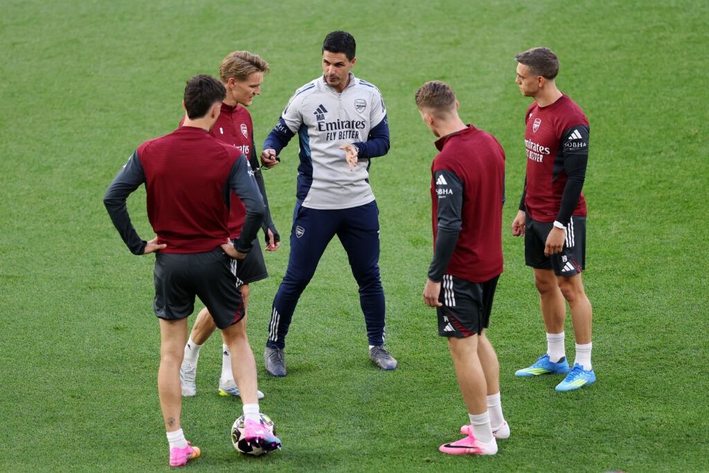 arsenal fc training session and press conference uefa champions league final 2026