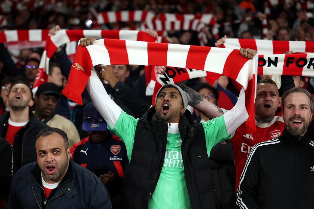 Arsenal fans show there support during the Premier League match between Arsenal and Burnley at Emirates Stadium on May 18, 2026 in London, England. (Photo by Justin Setterfield/Getty Images)