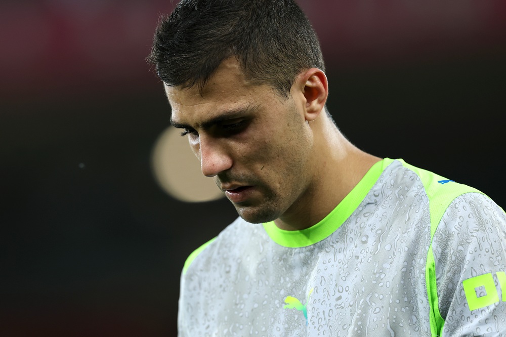 Rodri of Manchester City appears dejected following the team's 1-1 draw in the Premier League match between Bournemouth and Manchester City at Vitality Stadium on May 19, 2026 in Bournemouth, England. (Photo by Eddie Keogh/Getty Images)