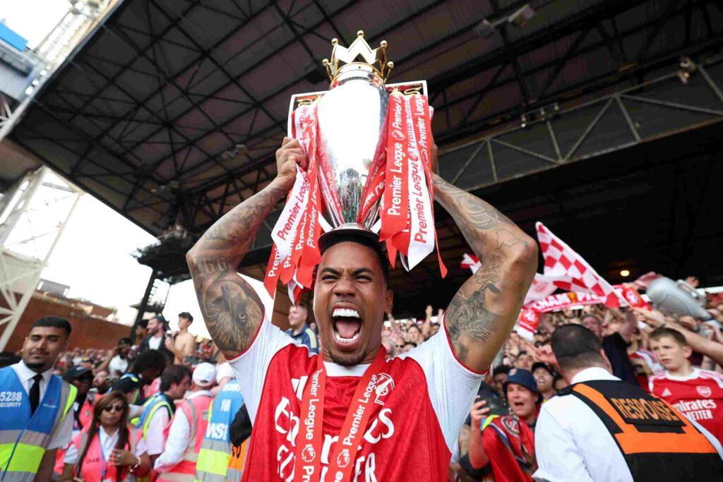 3 Arsenal players make WhoScored Team of the Season 4 LONDON, ENGLAND - MAY 24: Gabriel of Arsenal celebrates with the Premier League trophy, as Arsenal are crowned the Champions of the Premier League for the 2025/26 Season, after the Premier League match between Crystal Palace and Arsenal at Selhurst Park on May 24, 2026 in London, England. (Photo by Michael Regan/Getty Images For Premier League)
