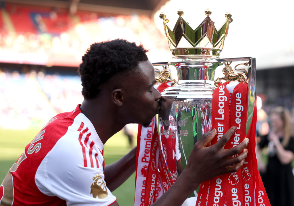 3 Arsenal players make WhoScored Team of the Season 2 LONDON, ENGLAND - MAY 24: Bukayo Saka of Arsenal kisses the Premier League trophy, as Arsenal are crowned the Champions of the Premier League for the 2025/26 Season, after the Premier League match between Crystal Palace and Arsenal at Selhurst Park on May 24, 2026 in London, England. (Photo by Michael Regan/Getty Images For Premier League)