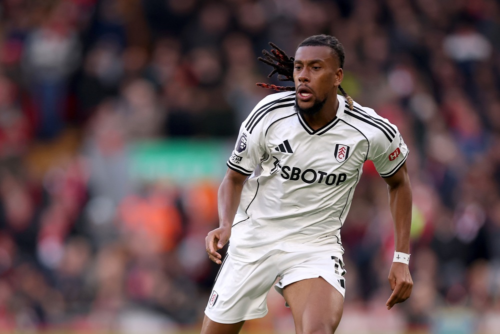 Alex Iwobi of Fulham during the Premier League match between Liverpool and Fulham at Anfield on April 11, 2026 in Liverpool, England. (Photo by Carl Recine/Getty Images)