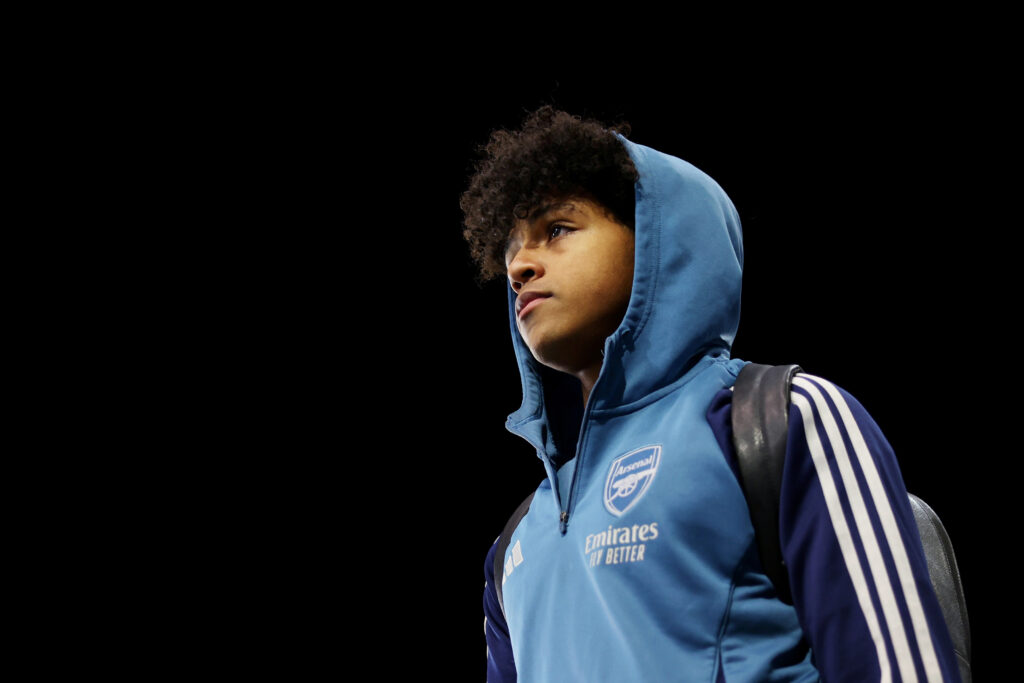 Louis Zecevic-John of Arsenal arrives at the stadium prior to the FA Youth Cup Fourth Round match between Manchester City and Arsenal at Joie Stadium on January 16, 2026