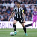 Lewis Miley of Newcastle United during the Premier League match between Newcastle United and Bournemouth at St James' Park on April 18, 2026 in Newcastle upon Tyne, England. (Photo by Alex Livesey/Getty Images)