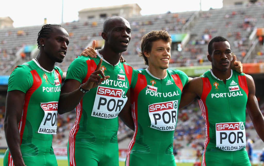Arsenal target Abrantes after surprise doctor change 2 Francis Obikwelu, Ricardo Obikwelu, Arnaldo Abrantes and Yazaldes Nascimento of Portugal pose after competing in the Mens 4x100m Heats during day five of the 20th European Athletics Championships at the Olympic Stadium on July 31, 2010 in Barcelona