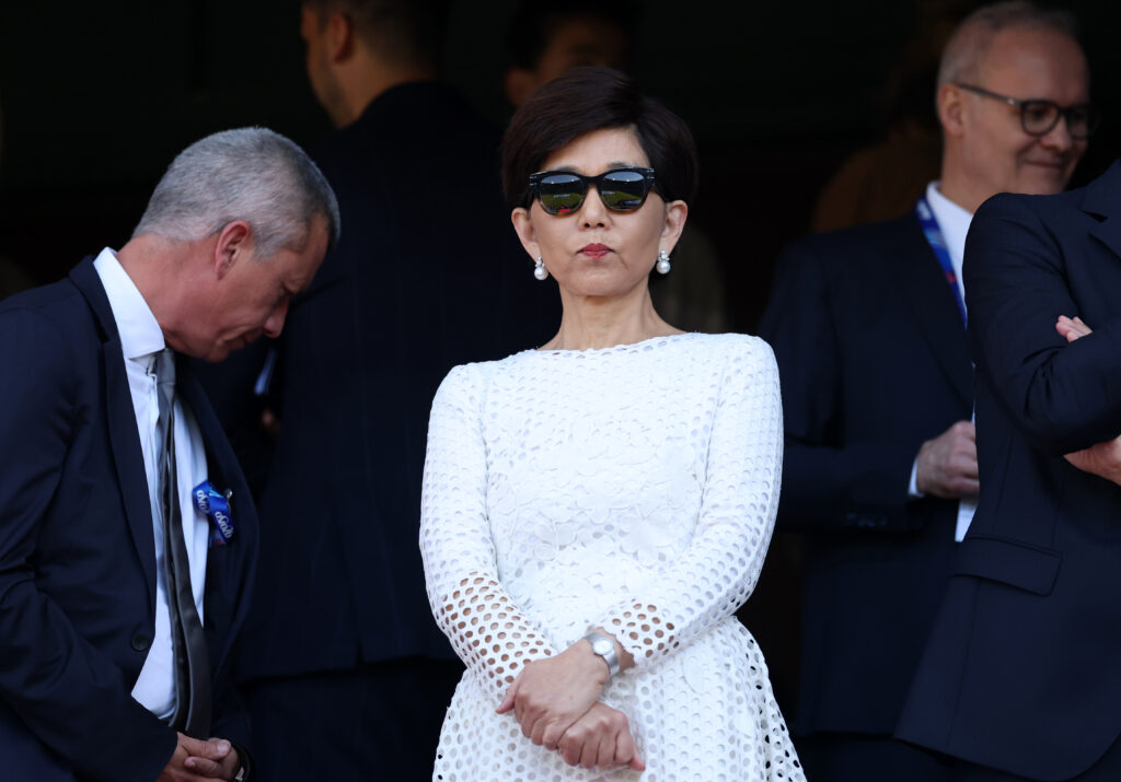 Michele Kang, Owner of OL Lyonnes looks on prior to the UEFA Women's Champions League Final 2026 match between FC Barcelona and OL Lyonnes