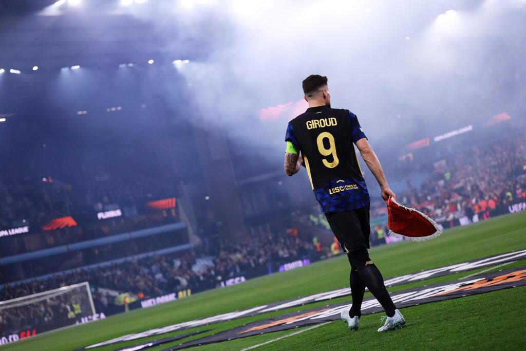 Olivier Giroud of LOSC Lille walks on pitch prior to the UEFA Europa League 2025/26 Round of 16 Second Leg match between Aston Villa FC and Lille OSC