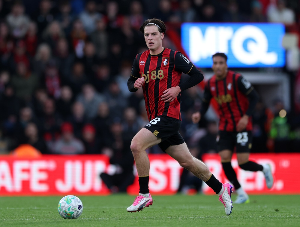 Alex Scott of Bournemouth during the Premier League match between Bournemouth and Manchester City at Vitality Stadium on May 19, 2026 in Bournemouth, England. (Photo by Eddie Keogh/Getty Images)