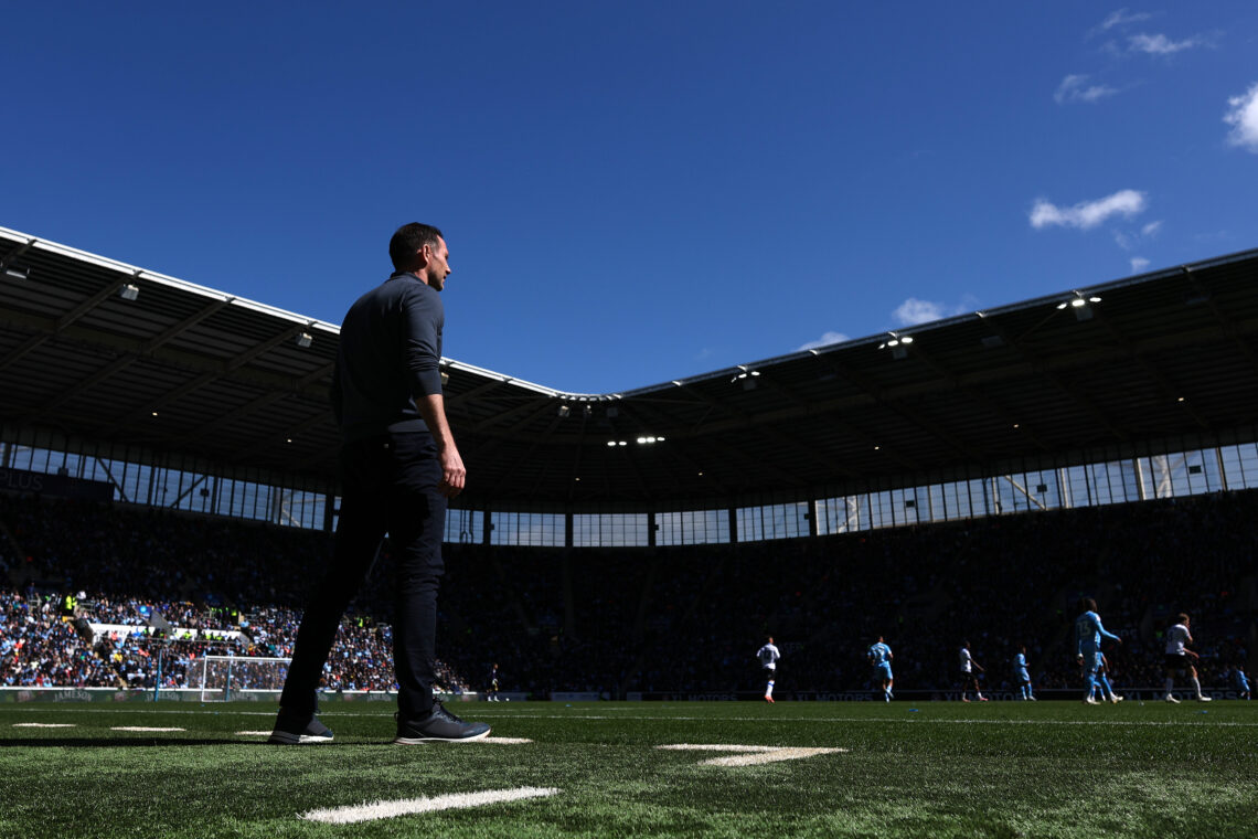 Frank Lampard, Manager of Coventry City, looks on during the Sky Bet Championship match between Coventry City and Sheffield Wednesday at The Covent...