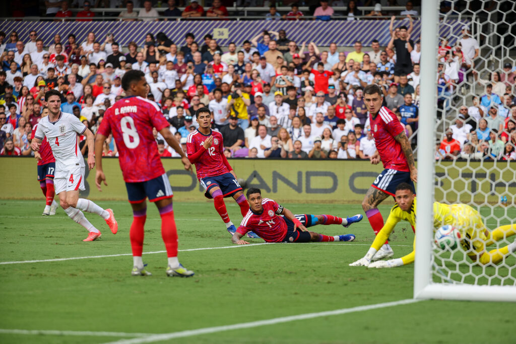 Declan Rice says his mum “killed” him over England sunburn 3 Declan Rice #4 of England scores a goal against Patrick Sequeira #1 of Costa Rica during an International Friendly match at Inter&Co Stadium on June 10, 2026 in Orlando