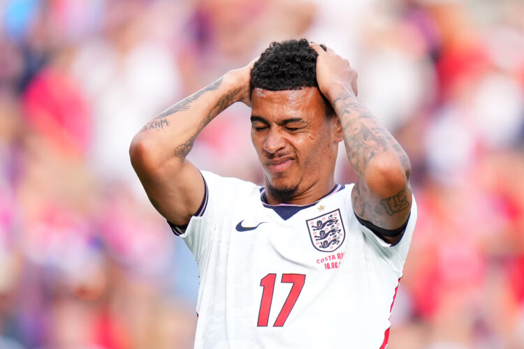 Morgan Rogers #17 of England reacts during the International Friendly match between England and Costa Rica at Inter&Co Stadium on June 10, 2026...