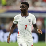 Bukayo Saka #7 of England during the FIFA World Cup 2026 Group L match between England and Croatia at Dallas Stadium