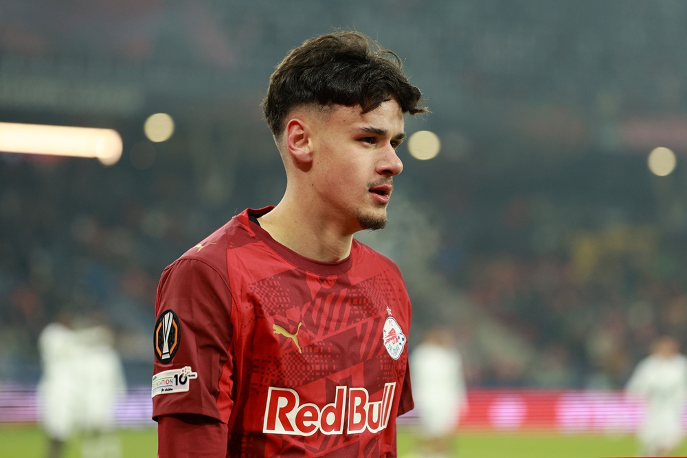 Kerim Alajbegovic of FC Salzburg looks on during the UEFA Europa League 2025/26 League Phase MD7 match between FC Salzburg and FC Basel 1893 at Stadion Salzburg on January 22, 2026 in Salzburg, Austria. (Photo by Jasmin Walter/Getty Images)
