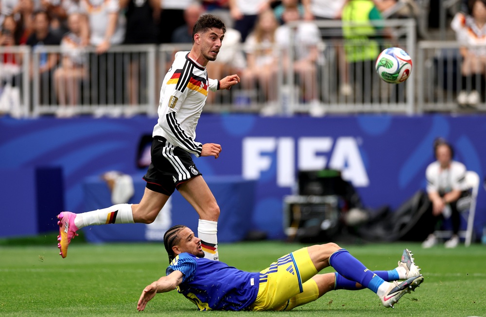 Kai Havertz #7 of Germany scores his team's seventh goal during the FIFA World Cup 2026 Group E match between Germany and Curacao at Houston Stadium on June 14, 2026 in Houston, Texas. (Photo by Lars Baron/Getty Images)