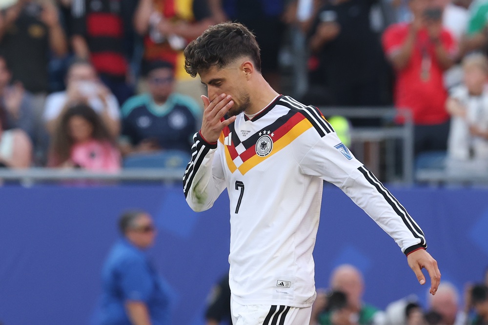 Kai Havertz #7 of Germany reacts after missing the team's first penalty in a penalty shootout during the FIFA World Cup 2026 Round Of 32 match betw...