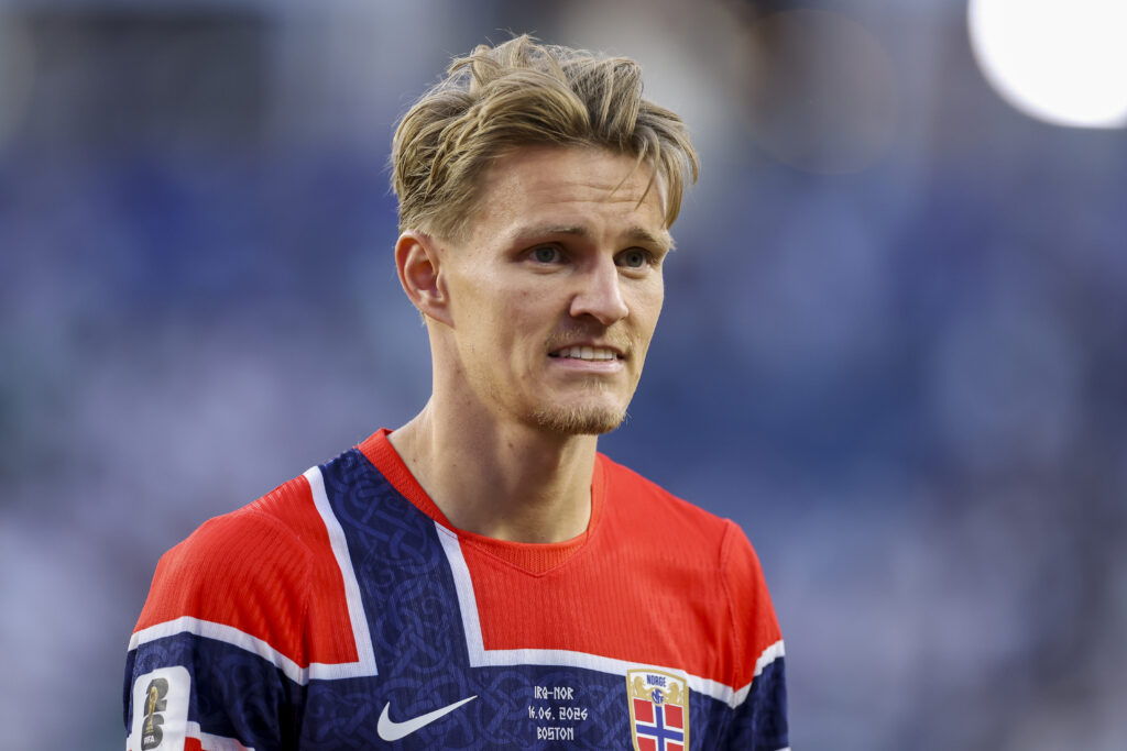 Martin Odegaard #10 of Norway reacts after the 4-1 win during the FIFA World Cup 2026 Group I match between Iraq and Norway at Boston Stadium on June 16