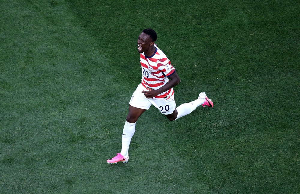 Former Gunner with sell-on clause scores World Cup brace 2 Folarin Balogun of the United States celebrates scoring his team's second goal during the FIFA World Cup 2026 Group D match between USA and Paraguay at Los Angeles Stadium on June 12, 2026 in Los Angeles, California. (Photo by Harry How/Getty Images)