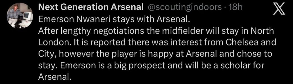 Ethan Nwaneri's brother to sign new Arsenal contract 3 14676f5f 700a 4168 a866 47574015b3db