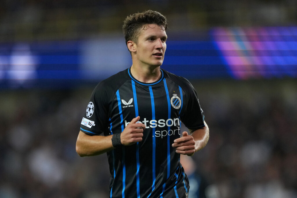 Manager confirms 24yo winger will sign for Arsenal 4 Christos Tzolis #8 of Club Brugge KV looks on in the first half of the UEFA Champions League Play-offs Round Second Leg match between Club Brugge and Rangers