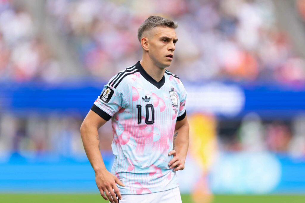 Leandro Trossard of Belgium looks on during the FIFA World Cup 2026 Round Of 32 match between Belgium and Senegal at Seattle Stadium