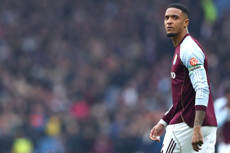 Ezri Konsa of Aston Villa in action during the Premier League match between Aston Villa and Brentford at Villa Park on February 01, 2026 in Birming...