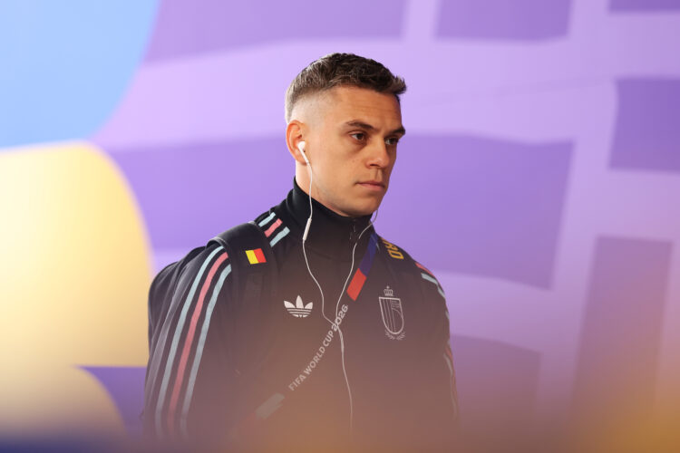 Leandro Trossard #10 of Belgium arrives at the stadium before the FIFA World Cup 2026 Round Of 32 match between Belgium and Senegal at Seattle Stad...