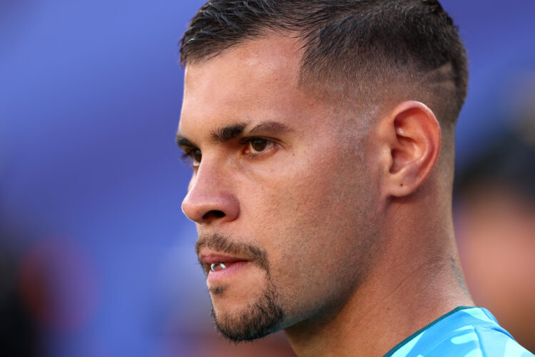 Bruno Guimaraes #8 of Brazil warms up before the FIFA World Cup 2026 Group C match between Brazil and Morocco at New York New Jersey