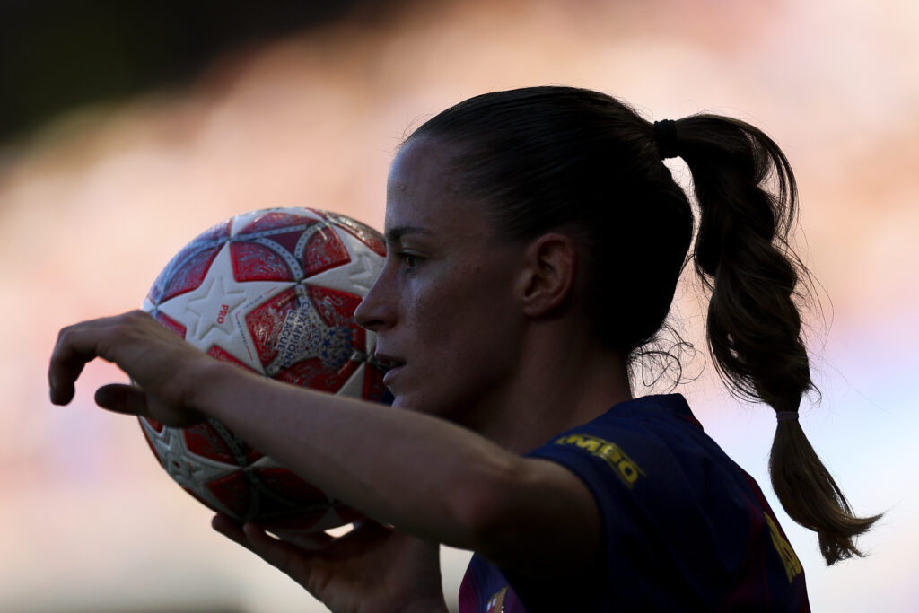 Ona Batlle of FC Barcelona holds a ball during the UEFA Women's Champions League Final 2026 match between FC Barcelona and OL Lyonnes at Ullevaal Stadion on May 23