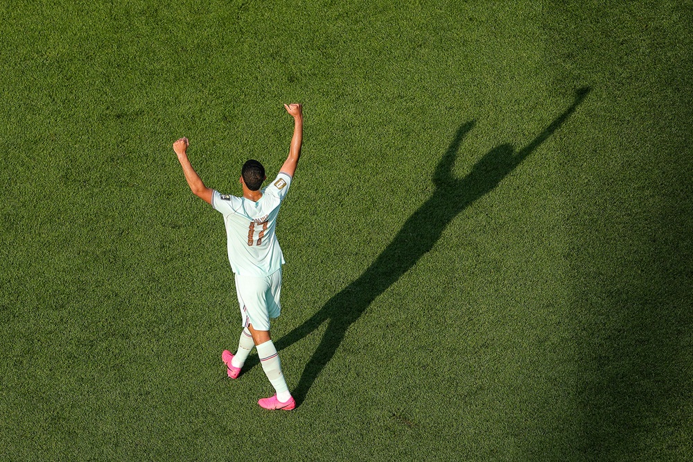 William Saliba #17 of France applauds fans after the team's 2-0 victory in during the FIFA World Cup 2026 Quarter Final match between France and Morocco at Boston Stadium on July 09, 2026 in Foxborough, Massachusetts. (Photo by Alex Slitz/Getty Images)