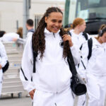 Lisa Baum of Germany arrives prior to the U19 Women's International Friendly match between Italy and Germany at La Nucia Ciutat Esportiva on February 22, 2025 in Alicante, Spain