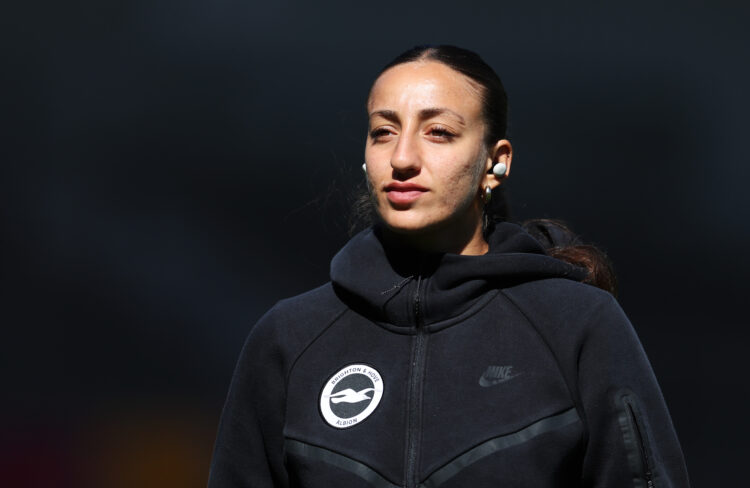 Rosa Kafaji of Brighton & Hove Albion inspects the pitch prior to the Adobe Women's FA Cup Semi Final match between Liverpool and Brighton &amp...