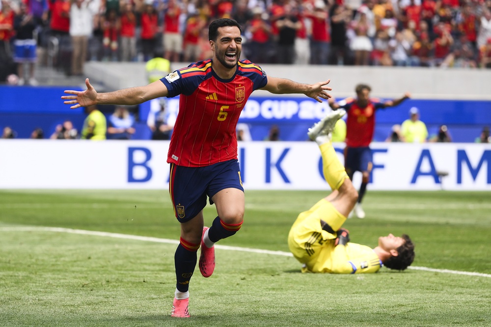 Spain legend compares Arsenal star to David Villa 2 Mikel Merino #6 of Spain celebrates scoring his team's second goal during the FIFA World Cup 2026 Quarter Final match between Spain and Belgium at Los Angeles Stadium on July 10, 2026 in Inglewood, California. (Photo by David Ramos/Getty Images)