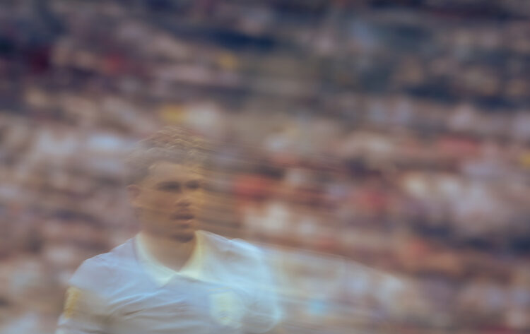 MIAMI GARDENS, FLORIDA - JUNE 21: (EDITOR'S NOTE: Tonal effects have been applied to this image) Maxi Araujo #20 of Uruguay looks on during the FIF...